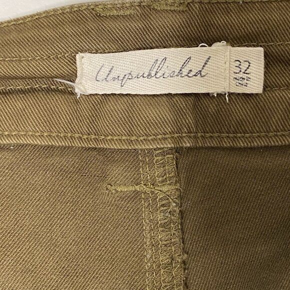 Anthropologie Unpublished Parker Pants 32 Olive Green High Rise Straight Leg - Picture 6 of 8